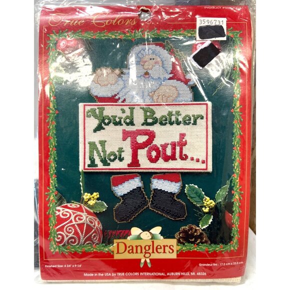 Christmas Cross-Stitch Kit "Youd Better Not Pout" By True Colors - Picture 2 of 4